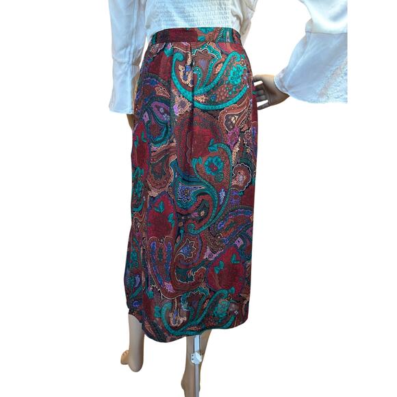 Vintage Diane von Furstenberg DVF Midi Skirt SZ 16 Paisley Fairy Dark Academia - Picture 3 of 14